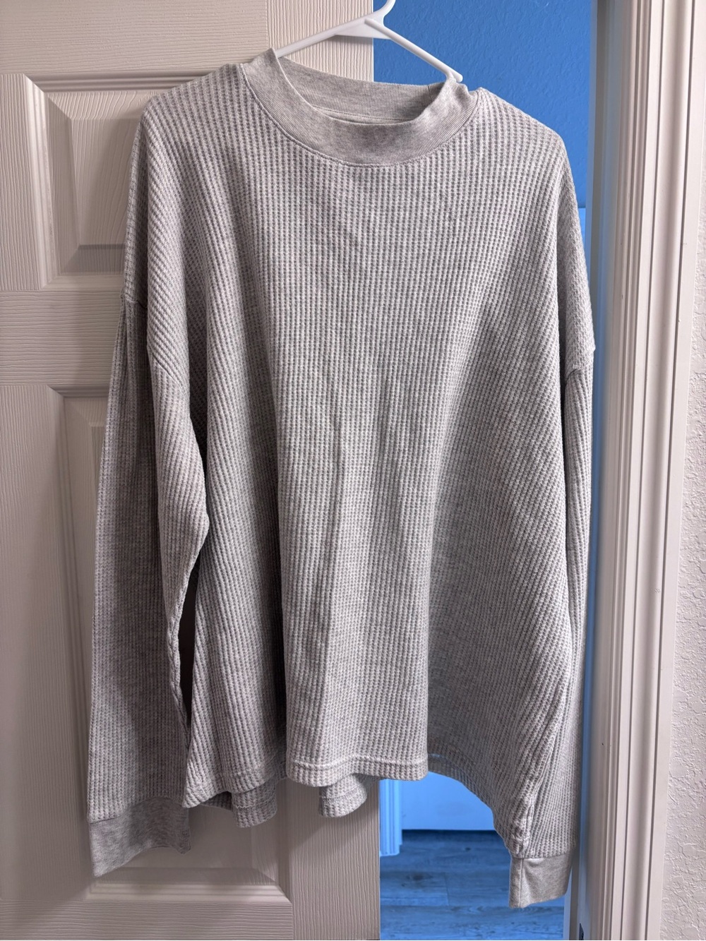 Old Navy Gray Waffle-Knit Crewneck Sweater